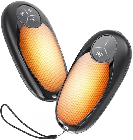 Chauffe Mains Réchargeable 2 en 1 Magnetique, 6000 mAh Chaufferette Électrique Main de Poche Reutilisable, 3 Niveaux de Chauffage jusqu'à 55 °C, Ultra compacts pour Le Camping en Hiver