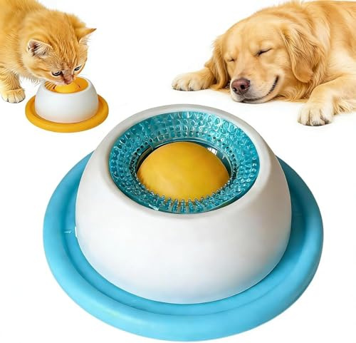 Dog Cat Licking Bowl,Dog Cat Lick Ball Toy,2026 Upgraded 3 in 1 Anxieties Relief Dog Lick Ball Treat Dispenser, Non-Slip Licking Bowl Enrichment Toys to Keep Them