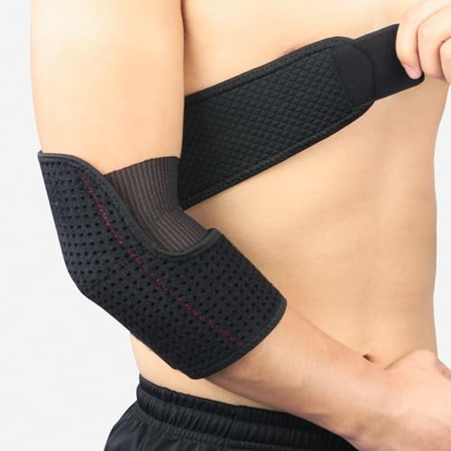 Ccomage Adjustable Elbow Brace for Men Women Breathable Tennis Elbow Support Strap Anti-slip Compression Arm Support Arm Sleeve for Typing Basketball Weightlifting Gardening Sports