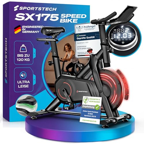 Sportstech, Heimtrainer Fahrrad Ergometer mit App & Pulsmessung SX175