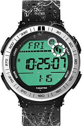TEKMAGIC 10 ATM Impermeable Reloj de Pulsera Deportivo Podómetro para Hombres Niños Reloj Buceo con Función de Cronómetro de Vuelta y Reloj Despertador, Formato de 12/24 Horas Seleccionable