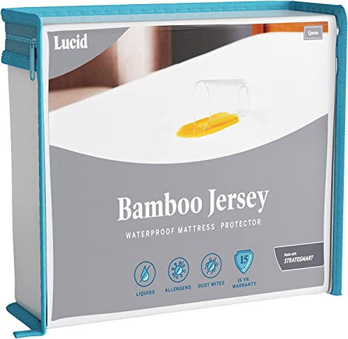LUCID Protector de colchón de tejido de bambú – Extremadamente suave – Impermeable , 140 x 200 cm