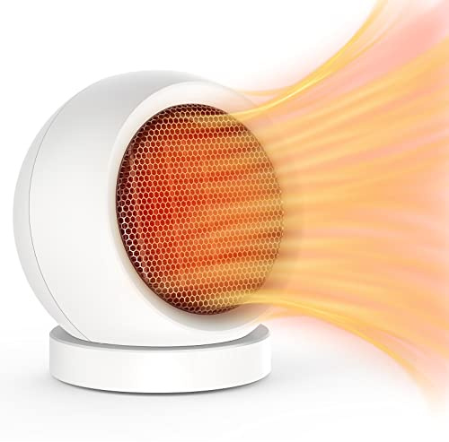 Lmkeji Desk Heater,600W Energy Efficient Desktop Heater for Indoor Use,Safe and Quiet for Bedroom Home Office Use(White)