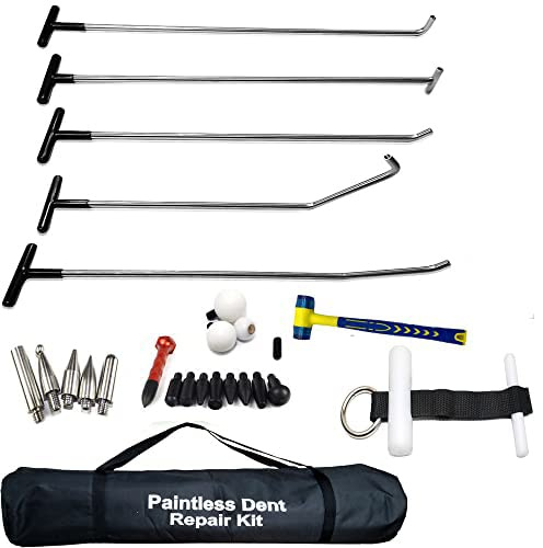 SOTRLO Paintless Dent Repair Tools 5 Pieces of Dent Removal Rods with Awl Head Dent Hail Repair Tools Paintless Dent Removal Kit Car Auto Body Dent Removal of Hail Dents and Door Ding (Package3)