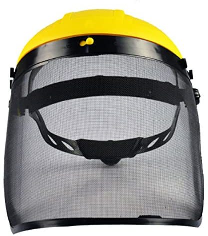 Working Face Cover Polycarbonate Face Screen Head Mounted Mesh Visor Safety Shield for Chainsaw Trimmer Yellow
