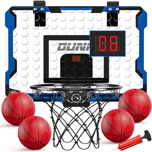TEMI Basketballkorb Indoor, Mini-Basketballkorb mit 4 Bällen, über die Tür Basketballbrett für Kinder und Erwachsene, Basketball-Spielzeug für Jungen Mädchen Alter 3 4 5 6 7 8 9 10 11 12