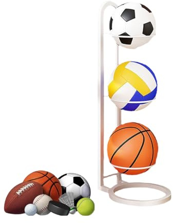 Xiixuuj Estantería de almacenamiento de pelota, soporte para pelotas, soporte para balones de fútbol, estante vertical de almacenamiento para pelotas de baloncesto, organizador de bolas multicapa,