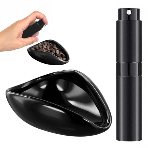 JRYGAC Kaffeebohnen Dosierbecher, Kaffeebohnen Behälter mit Sprühflasche, Keramik Dosiertabletts, Perfektes Kaffeezubehör, Barista Werkzeuge, für Kaffee Oder Tee, Kaffeeliebhaber Geschenke