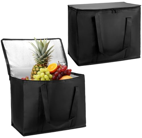 QWORK® 2 Piezas Bolsas Refrigeradoras Grandes, Bolsas para Congelar Plegables 41X26X33CM, Bolsas Termicas, para Comida, Picnic, Compras
