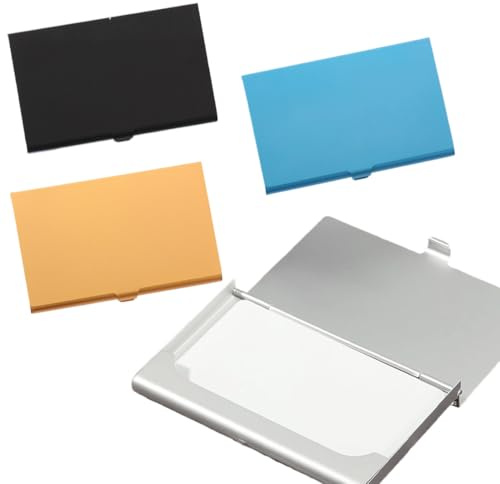 Portabiglietti da visita, 4 Pezzi Porta Biglietti da Visita Portatile in Alluminio Sottile, portabiglietti da visita in acciaio inox, portabiglietti da visita, Azzurro cielo, oro, nero, argento