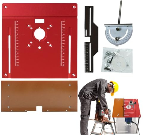 Router de aluminio, tablero de mesa, mesa de enrutador, placa de aplicación multiusos, guía de bordes con orificio central, herramientas de carpintería para principiantes, entusiastas y profesionales