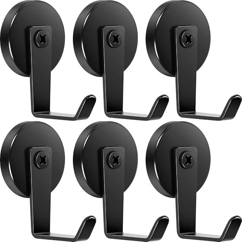 Neosmuk Crochet magnétique robuste, 77 kg, noir, lot de 6