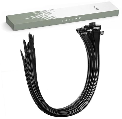 Black Cable Ties 300mm x 3.6mm, 40 Pack PA66 Nylon Zip Ties, UV Resistant Self Locking Tie Wraps with 18kg Tensile Strength, Temperature Resistant -20°C to +80°C for Home, Garden, Office and DIY