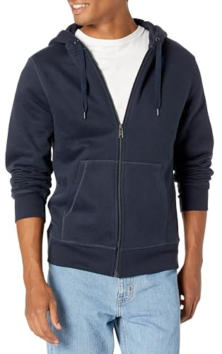 Amazon Essentials Herren Fleece-Kapuzenpulli mit durchgehendem Reißverschluss (erhältlich in den Größen Big & Tall), Marineblau, M
