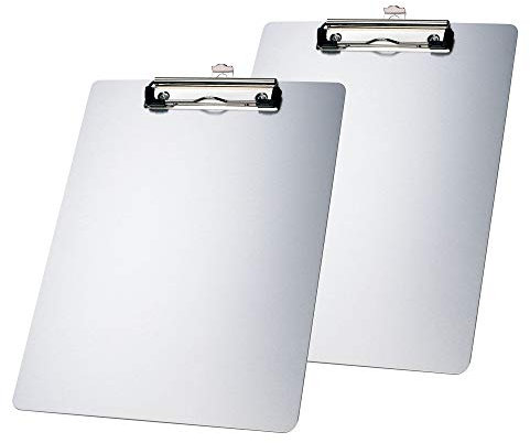 TUKA 2x A4 Porte-bloc en Aluminium, avec Pince, Haute Résistant Planchettes en Aluminium de Haute Qualité, Idéal pour le Travail Quotidien, Clip Planches 2er Pack en Couleur Argent TKD8025-silver-2x