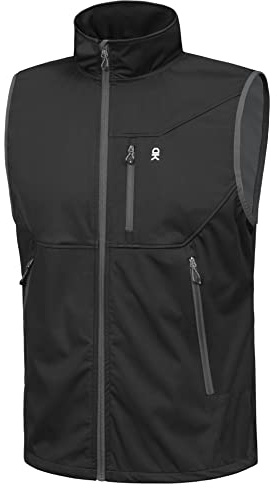 Little Donkey Andy Gilet Softshell léger pour homme, veste coupe-vent sans manches pour voyage, randonnée, course à pied, golf, noir, taille S