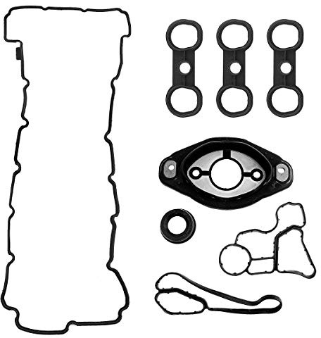 Valve Cover Gasket Set Fit for BMW N52 E60 E82 E88 E90 E91 E92 E93 X3 X5 Z4 3.0L, Engine Oil Filter Cooler Adapter Housing Gasket, Camshaft Adjuster Eccentric Shaft Actuator Seal for 11127552280