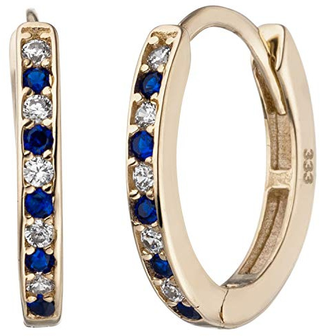 Jobo Damen-Creolen aus 8 Karat 333 Gold mit 20 Zirkonia blau weiß
