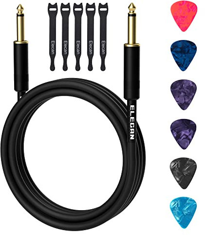 Guitar Cable 75 Feet -Straight to Straight Instrument Cable-Gold Plated-1/4 Inch TS Professional Electric Bass Guitar Cord Amp Cable 6.35mm Male PVC Jacket with 6 Guitar Picks+5 Ties
