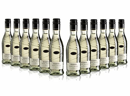 Canti - Pinot Grigio I.G.T. Pavia, Vin Blanc Italien Sec 12% Petite Bouteilles, Saveur Équilibrée et Douce, 12x200 ml