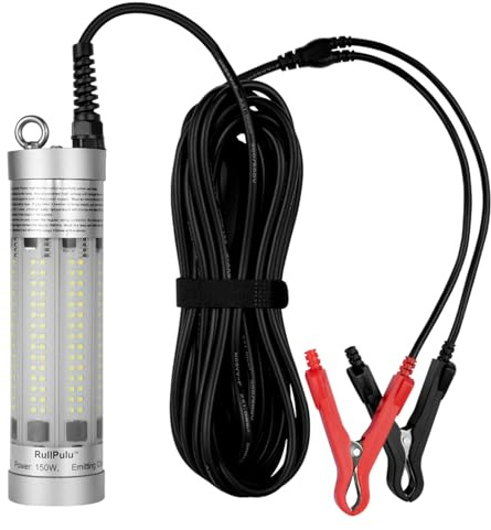 Lampada da pesca subacquea super luminosa da 150W 20900 lumen, attrattore per esca con esca sommergibile notturna impermeabile IP68 per barca, kayak, molo (bianco)