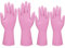VacFreKep 2-Paar wiederverwendbare Haushaltshandschuhe, Gummi-Geschirrspülhandschuhe, Extradicke, lange Ärmel, Küchenreinigung, Arbeiten, Malerei, Gartenarbeit, Haustierpflege (M und L, Rosa)