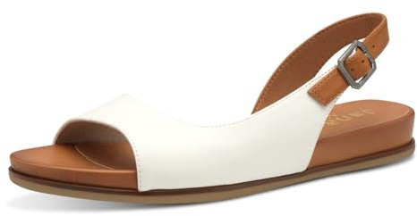 Jana Damen Sandalen flach mit verstellbarem Riemen Vegan, Weiß (White), 38 EU