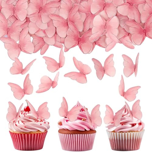 NJCXOLA 48 Piezas Mariposa Decoraciones de la torta Cupcake Toppers, Decoración de la torta de las mariposas, para la fiesta de cumpleaños Fiesta de Pared Décoration