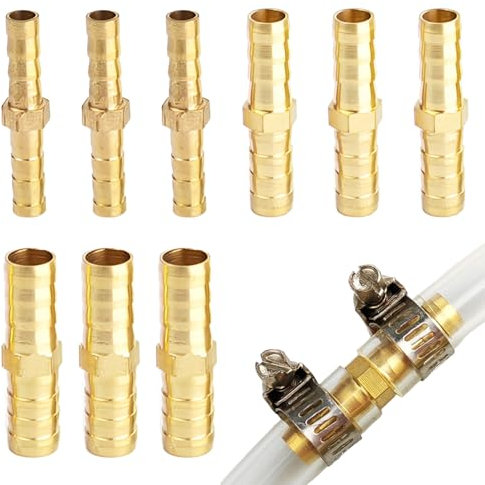 12PCS Brass Barb Hose Fitting Straight Connectors,6mm 8mm 10mm Air Line Connectors,for Air Pipe Air Line Fuel Line Fuel Line Water Pipe Air Hose Connectors,Fuel Line Connectors