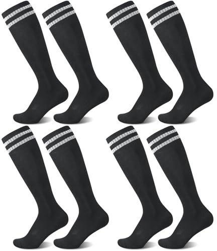 Zuimei 4 Pairs Football Socks Kids Black Football Socks Sports Socks
