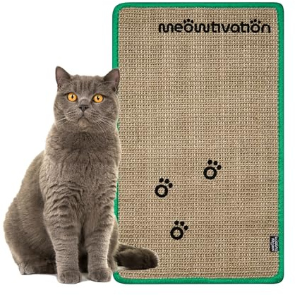 Tapis griffoir pour Chats – Tapis en sisal Naturel, résistant et Multifonction, avec Motif Empreintes, Accessoire Robuste et décoratif (Vert, 50 x 30 cm)