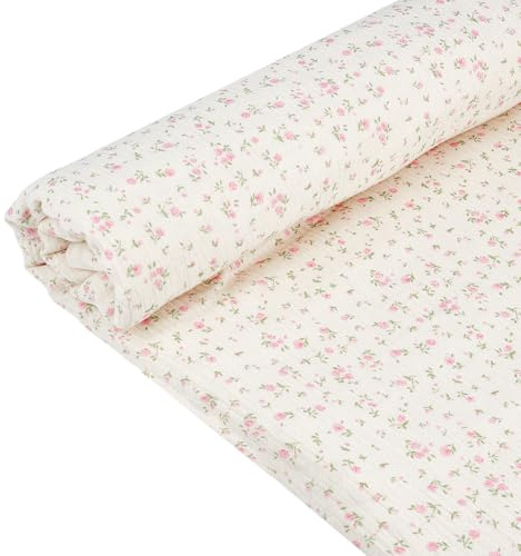 BENECREAT Tessuto di Cotone A Doppia Garza Da 3 m X 135cm, Tessuto di Cotone con Motivo Floreale per Artigianato, Home Decor, Servizi Fotografici, Progetti Fai Da Te (Boccioli Rosa)