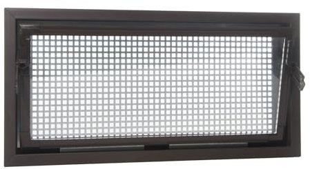 ACO 90x60cm Nebenraumfenster Einfachglas + Schutzgitter Kippfenster Fenster braun