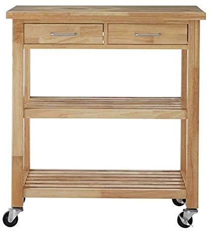 Premier Housewares Kitchen Trolley, Wood, Natural, 40 x 80 x 87 cm