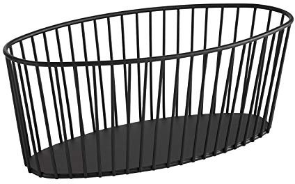 APS „Urban“ runder Metallgitter Korb, Stabiler Gitterkorb, (L x B x H) 30 x 14 x 12 cm, Brotkorb, Obstkorb, Gemüsekorb, stapelbar, schwarz, spülmaschinengeeignet