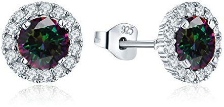 Jo Wisdom Damörhängen, 925 sterlingsilver, månadssten, stiftörhängen med pläterat vitguld, smycken för kvinnor, Vitguld Sterlingsilver Silver Cubic Zirconia, Kubisk zirkonia