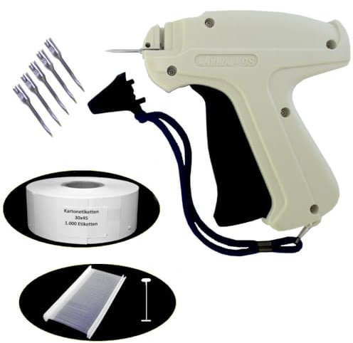 gebar Etikettierpistole Set Arrow 9S Heftpistole Plus 5 Ersatznadel Plus 1.000 Fäden 40mm Plus 1.000 Etiketten 30x45mm auf Rolle