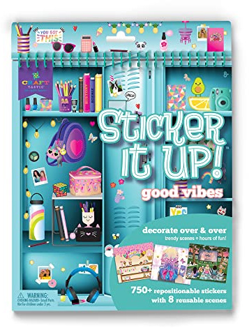Craft-Tastic Sticker It Up! – Reusable Sticker Book for Kids – 750+ Repositionable Stickers Create Designs on 8 Scene Pages for Hours of Mess-Free, Screen-Free Fun