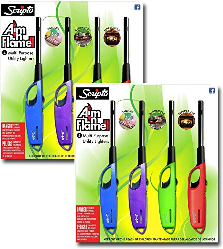 Scripto AIM 'N Flame Multi-Purpose Lighters, Pack of 8
