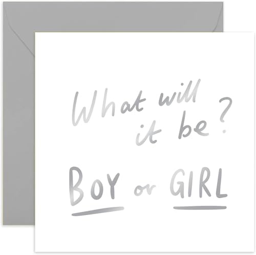 Old English Co. Gender Reavel Day Card for Parents - What Will It Be Baby Boy or Girl Gender Announcement Card for New Mummy and Daddy to be - Gender Reveal Celebration Card | Blank Inside