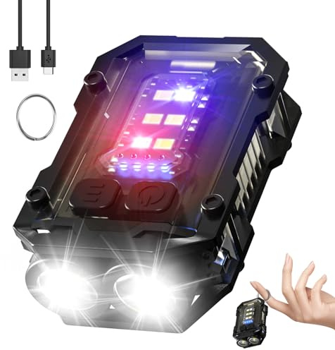 NGOKPYD N10 Mini Torcia Led Portachiavi per Regalo Uomo con Rosso Blu Flash Luce, Small Portatile Torcia Potente Professionale 900 Lumen, Torcias Piccola per Campeggio e Emergenza(Nero)