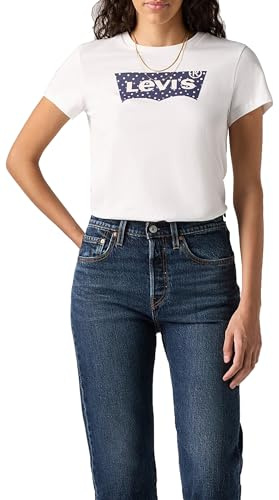 Levi's Women's The Perfect Tee T-Shirt, Maya Fuzzy Dot Bw Fi, M