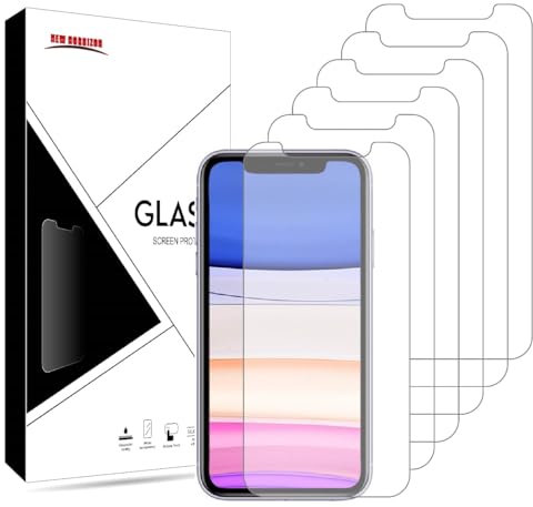 New Horrizon [6-Pack] Screen Protectors for iPhone 11 and iPhone XR 6.1-Inch, Tempered Glass Film, Anti-Scratch, Anti-Shatter, Lifetime Support (iPhone11/Xr)