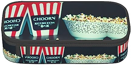 ETASUIOL Estuche para lápices con estampado de tablillas y palomitas de maíz, estuche grande multiusos para lápices, organizador de tela Oxford, Black, Talla única, Funda para llave