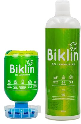 Detergente Ecológico para Lavavajillas + Dosificador automático de 120 Lavados | 1,5 L de Jabón Líquido Lavavajillas, con Sal, Abrillantador, y Neutralizador de Olores