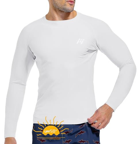 MEETWEE Herren Rash Guard Rash Vest Männer Langarm/Kurzarm UV Schutz T-Shirt Tops UPF 50+ Schnelltrocknend für Schwimmen Surfen Wassersport