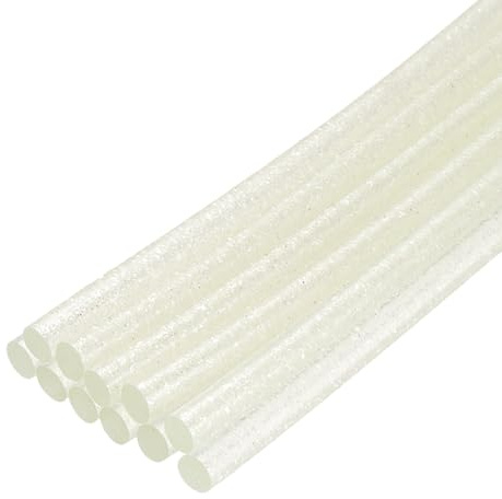 QUARKZMAN Mini Bastoncini di Colla a Caldo per Pistola Colla 7mm x 200mm Glitter Trasparente Bianco 12pz