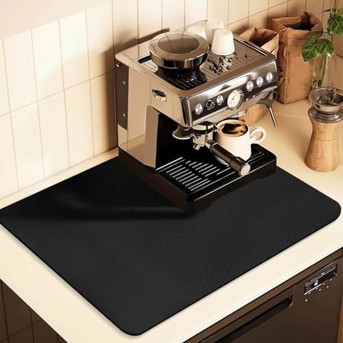pafnisoin Kaffemaskinsmatta underlägg 1 st. kaffematta 60 x 40 cm kaffebryggarunderlägg droppmatta porslin, underlägg för helautomatisk kaffemaskin (svart)