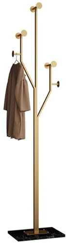 Stand Appendiabiti Appendiabiti Indipendente Con Base In Marmo, Porta Abiti In Metallo A Forma Di Albero Con 8 Ganci Per Cappotti, Cappelli, Attaccapanni Moderno Per Ingresso, Came(Color:Gold + Black)
