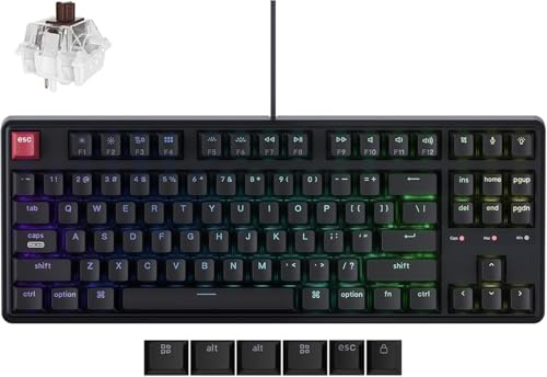Keychron C3 Pro TKL 80 % trådbundet mekaniskt tangentbord, 8 K pollningsfrekvens, QMK/VIA-programmerbar, hotswappbar, RGB-bakgrundsbelyst lysande lysande tangenter, superbrun omkopplare för Windows